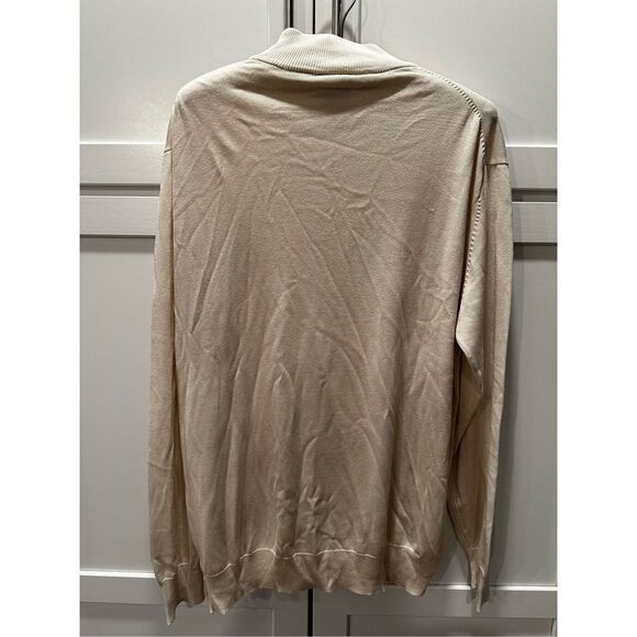 Jos A Bank 100% Silk Mock Neck Long Sleeve Sweater Cream Men’s Sz L - Picture 2 of 5